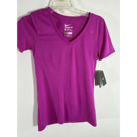 The Nike Tee Dri-Fit Athletic Cut Women's NWT XSmall Raspberry Color - Picture 8 of 8